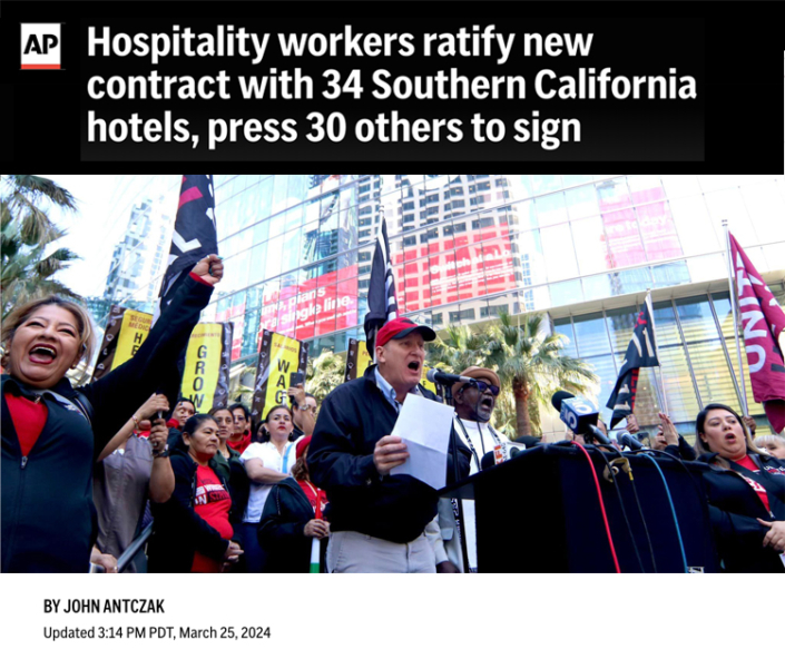 AP: Hospitality Workers Ratify New Contract With 34 Southern California ...